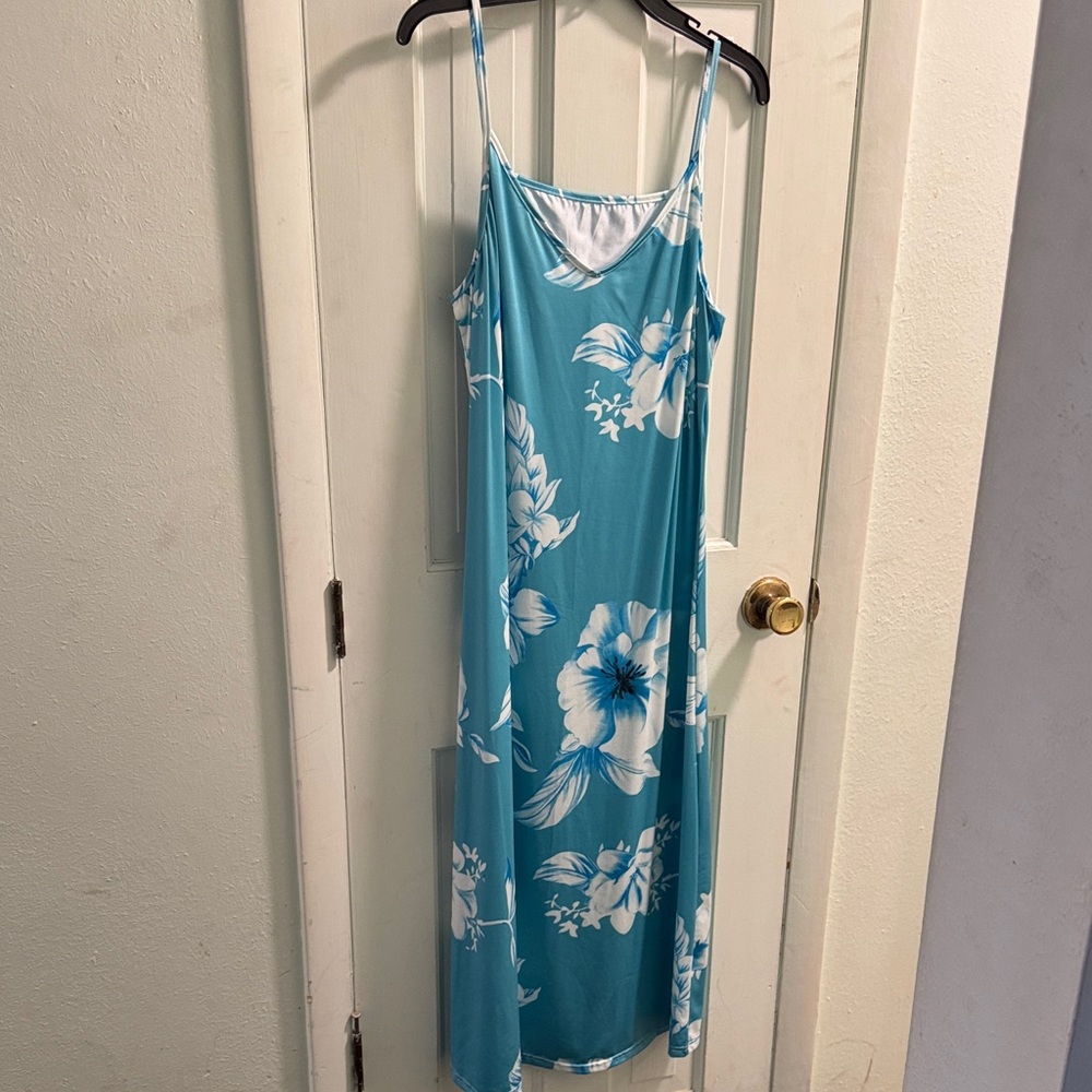 Tropical Floral Spaghetti Strap Dress XL